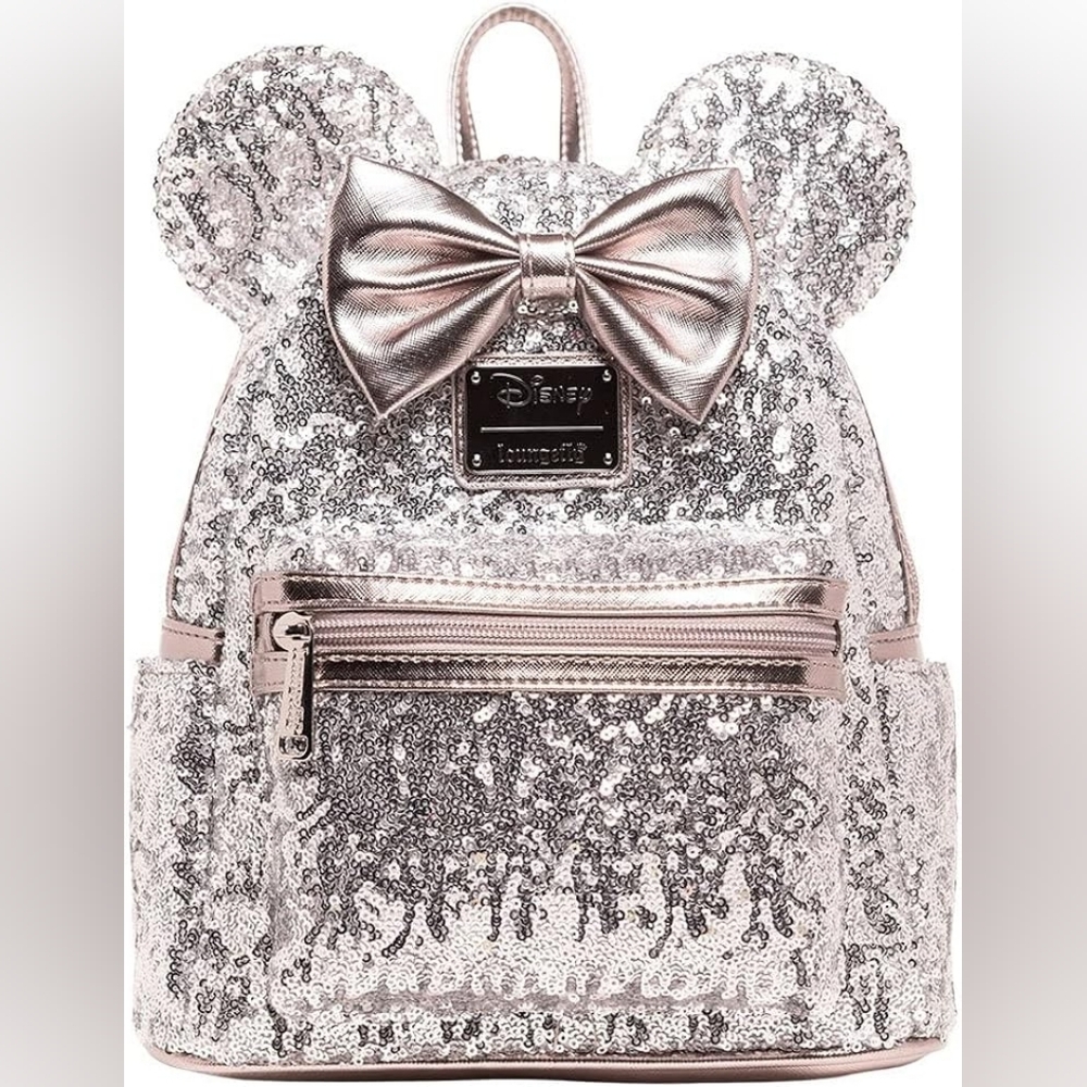 Loungefly Disney Silver Sequin Minnie Backpack NWT